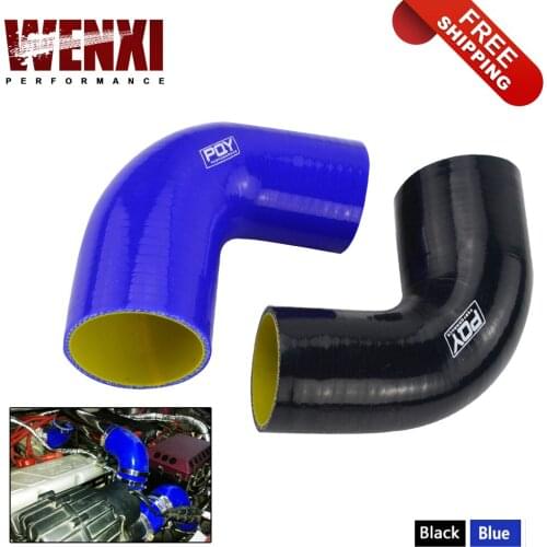 Free Shipping 2.5" 63mm 90 Degree Elbow Silicone Hose Pipe Turbo Intake Blue&yellow / Black&yellow WX-SH9025-QY