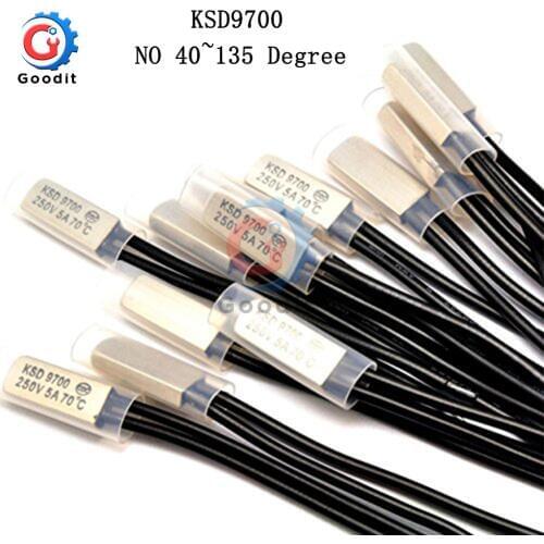 KSD9700 250V 5A 40~135 Degree Bimetal Disc Temperature Switch Normal Open Thermostat Thermal Protector 60 80 Centigrade