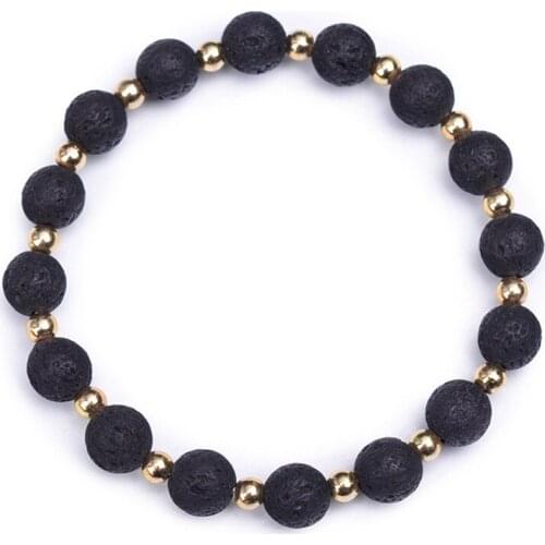 8mm Lava Stone Alloy Spacer Beads Mala Buddhist Bracelet Meditation Lucky Natural Buddhism Elegant Cheaply Spirituality Sutra