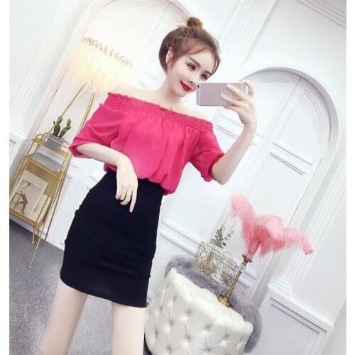 C1733 2020 Summer new women fashion temperament one word shoulder show thin dress cheap wholesale
