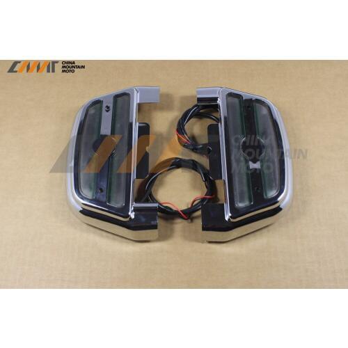 Chrome LED Light Passenger Footboard Cover Case For Harley Softail Touring 1984-up