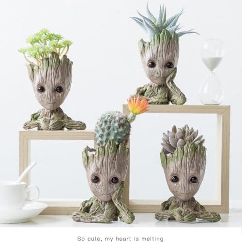 Grootpop Flowerpot Cute Model Toy Pen Pot Flower Pot Planter Figurines Tree Man Garden Flower Gift Decoration