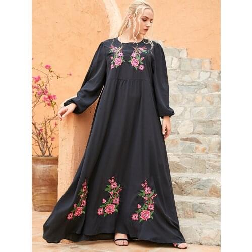Eid Mubarak Abaya Dress Dubai Muslim Women Hijab Dresses Turkey Embroidery Islamic Clothing Caftan Marocain Vestido Musulmane