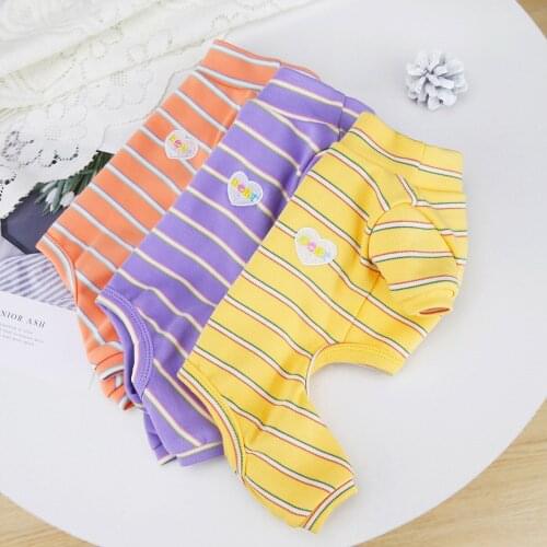 Pet Dog Jumpsuit for Small Medium Dogs Kawaii Striped Dog Pajamas Love Heart Pomeranian Pjms Yorkie Small Puppy Dog Clothes
