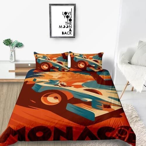Racing Car Bedding Set For Kids Abstract Cartoon Fashionable Duvet Cover Queen King Twin Full Single Double Soft Bed Set