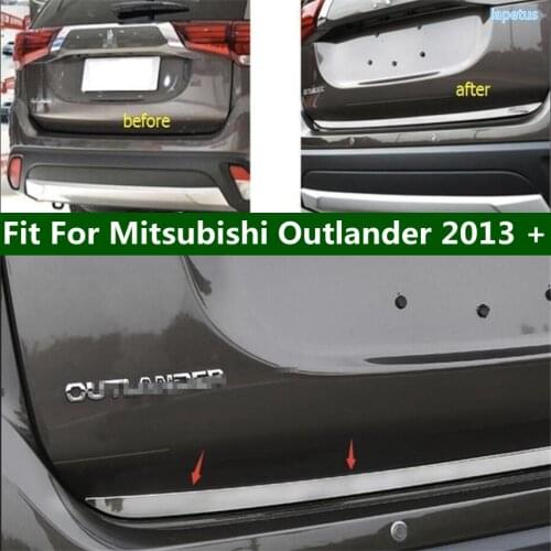 Lapetus Stainless Steel Exterior Refit Kit For Mitsubishi Outlander 2013 - 2019 Rear Trunk Tailgate Bottom Lid Strip Cover Trim
