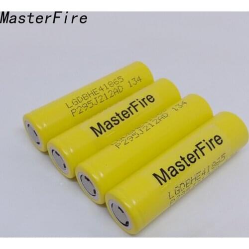 MasterFire 6pcs/lot HE4 Chem 18650 ICR18650HE4 20A discharge lithium battery cell 2500mah flashlight torch batteries