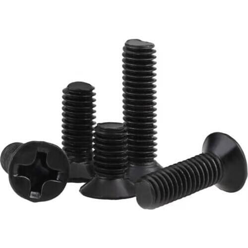 5pcs/lot GB819 DIN965 M8 M10 Black 304 stainless steel flat head cross countersunk KM mechanical screw