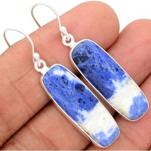 Fashion Gemstone Blue sky and white cloudsTurquoise Purple Larimar Republic Silver Color Earrings Jewelry
