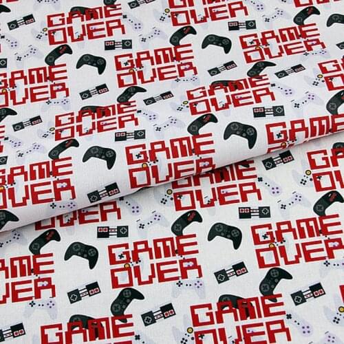 Cartoon Pac Game Over Design 100% Cotton Fabric for Patchwork Hometextile Backpacks Slipcover Kids Clothes DIY Material