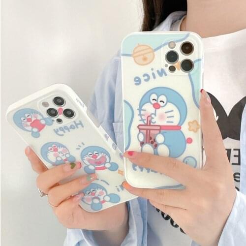 Kawaii Doraemon Phone Cases For Iphone 12 Pro Max case 11 7 8Plus XR XS MAX Soft Shockproof Cover For Funda iphone11 Coque