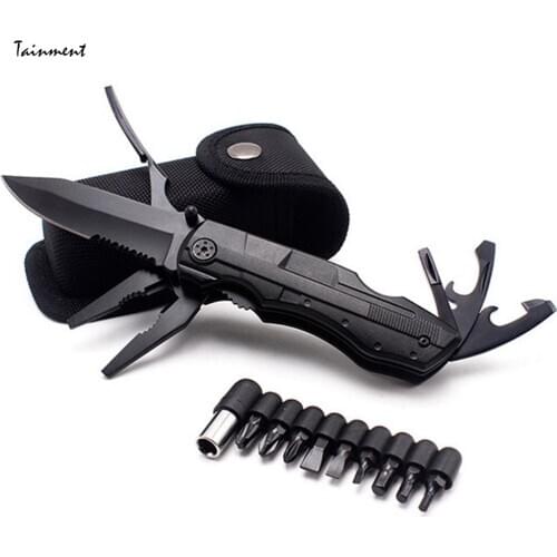 Folding Plier Multitool Screwdriver Set Stainless Steel Bottle Opener Drill Bit Hand Tool Outdoor Survival Tools Dropshipping