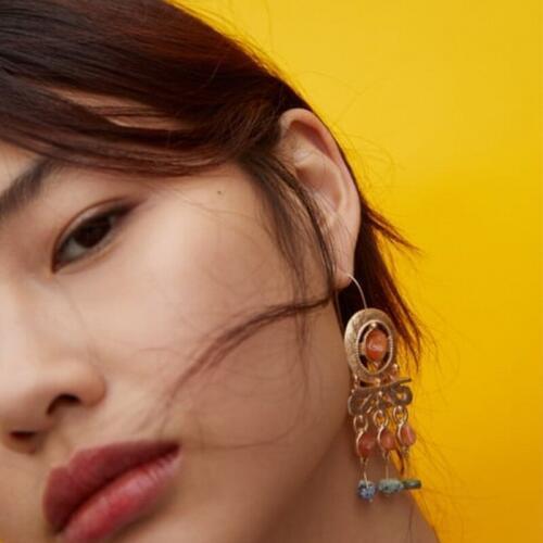 Irregular Stone Carved Hook Earrings ZA 2020 New Fashion Drop Earrings Gold Aolly Hollow Geometric Statement Earrings ET1129