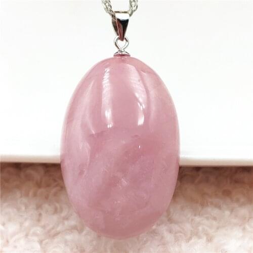 Natural Madagascar Rose Quartz Crystal Oval Pendant 32x21x10mm Fashion Love Rose Quartz Necklace Women Men AAAAA