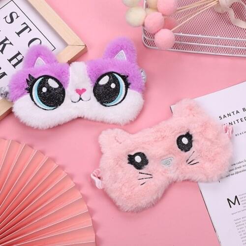 Plush Sleeping Eye Dream Cover Child Sleep Cute Mask Cat Sort Blindfold Night Bandage For Kid Gift Health Nap Relax Band Aid