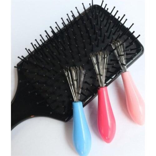 Practical Hair Care Styling New Hair Brush Comb Cleaner Embedded Tools Plastic Cleaning Removable Handle Cleaning Brush Handle