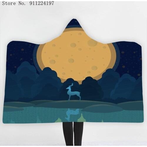 Simple and Creative Wearable Blanket Landscape Painting Hoodie Blanket Children Kids Adult Sofa TV Plush Throw Blanket 150*150cm