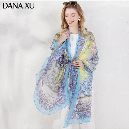2020 Silk Long Scarf Luxury Brand Women New Design Beach Blanket Shawl Wear Swimwear Bandana Hijab Face Shield Foulard