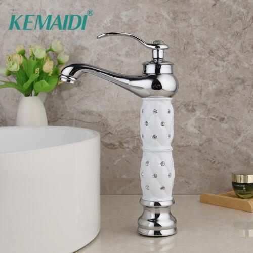 KEMAIDI Polish Bathroom Basin High Short Luxury Style Faucet Deck Mounted Single Handle Sink Faucets Mixer Tap 6 Choice