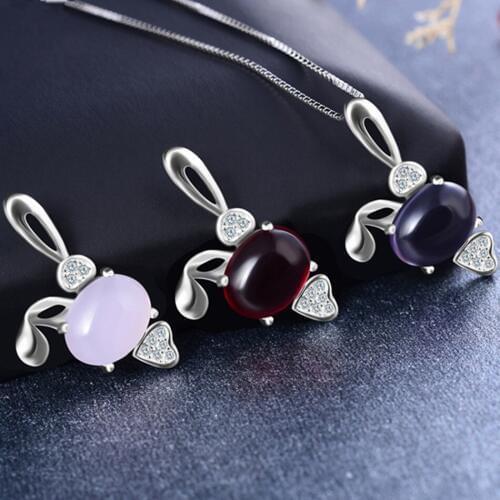 Unique Design 925 Sterling Silver Necklace Crystal Rabbit Zircon Pendant Silver Chain Charm Jewelry