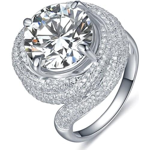 Glorious 3CT 9.0MM Round Cut G-H Moissanite Ring 925 Sterling Silver Ring White Gold Color Bridal Jewelry Best Gift for