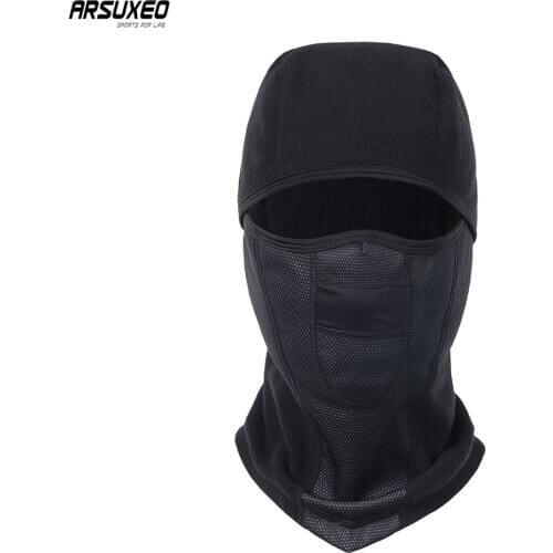 ARSUXEO Winter Cycling Cap Fleece Thermal Bike Bicycle Hood Ski Mask Cycling Scarf Headwear Windproof Keep Warm M1