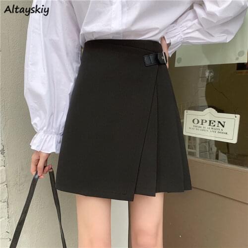 Skirts Women Summer New Sexy Ladies Mini High Waist Irregular Solid Students Leisure Simple All-match Baggy Korean Style Retro