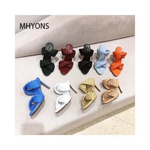 Women slippers Snake Print Strappy Mule high heels Slippers Sandals flip flops Pointed toe Slides Party shoes Woman35-42 Size