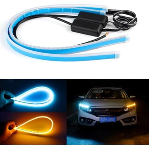 2Pcs/Set Ultrafine DRL Car Light Bar Daytime Running Light Waterproof Flexible Tube Car LED Strip Brake Turn Signal Light Guide