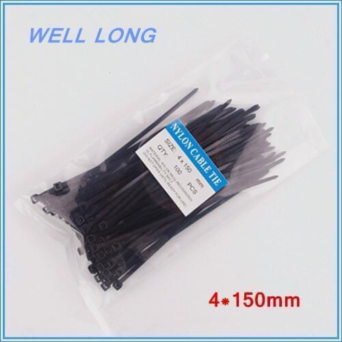 200pcs/lot 4*150mm Black Nylon Wire Cable Zip Ties, Cable Ties