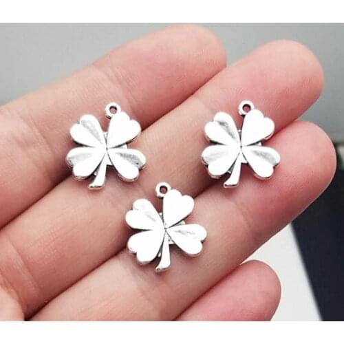30pcs/lot--17x15mm, clover chams, Antique silver plated lucky irish charms,DIY supplies, Jewelry accessories
