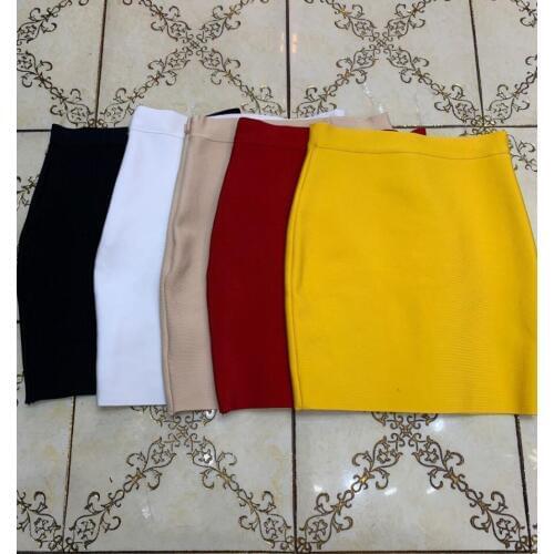 Free Shipping 7 Colors Sexy Solid Zipper Orange Blue Black Bandage Skirt Women Elastic Bodycon Summer Mini Pencil Skirt 43cm