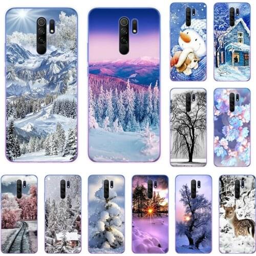 Winter Snow Ice Tree Silicone Soft TPU Phone Case For Xiaomi Redmi Note 9 10 8 Pro Max 9T 9s 8a 7 9A 9C 8T 7a 6 6A S2 K20 Cover