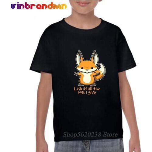 New Look at All the fox I give children T-shirt Crazy Cartoon T Shirts For kids boys Cotton Short Sleeve cartoon Clothing gifts