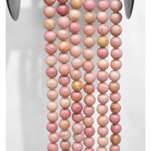 FLTMERH-Natural Rhodonite Stone Round Loose Beads for Jewelry Making 15.5"/Strand Pick Size 4.6.8 .10 12MM