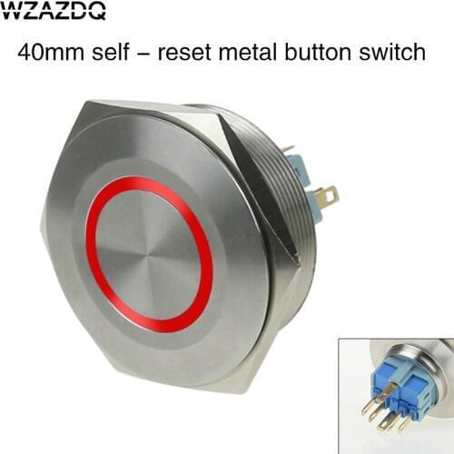 40mm metal button self - reset switch stainless steel switch red green yellow blue white voltage 6v 12v 24v 48v 110v 220v