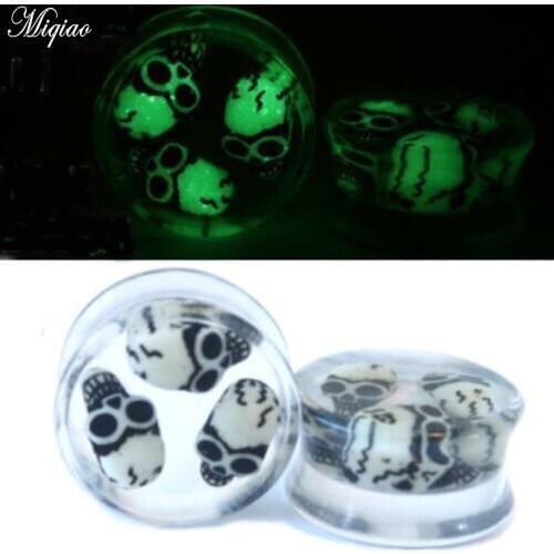 Miqiao 2Pcs/lot Acrylic Ear Plug and Tunnels Earring Piercings with Luminous Ear Gauges Expander Body Jewelry