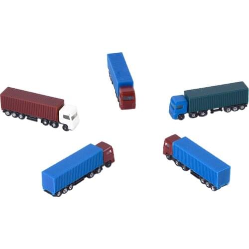 1:100 Scale Model Container Truck Lorry Vehicles HO OO TT Gauge Architecture Model Building Scenery Supplies, Pack of 5