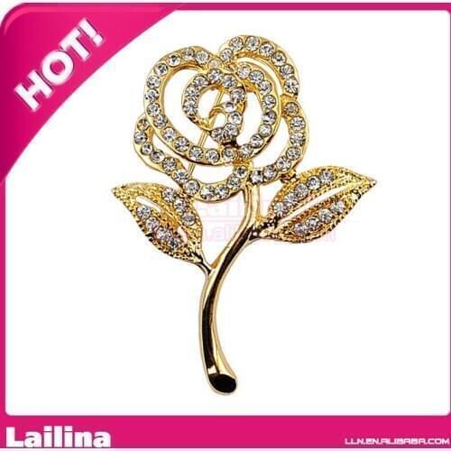 Fashion Rhinestone Crystal Vintage Bridal Flower Rose Brooches Pin