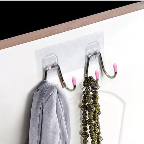 Wall-mounted Suction Cup Double Wall Hook Hanger For Towel Robe Bathroom Kitchen Holder Adhesive Shelf Bathroom Storage Rack