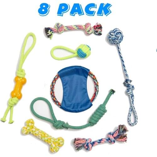 8 Pack New Dog Supplies Bite Rope Toys Pets Dogs Supplies Pet Dog Puppy Interactive Cotton Chew Knot Toy Teeth Cleaning Product