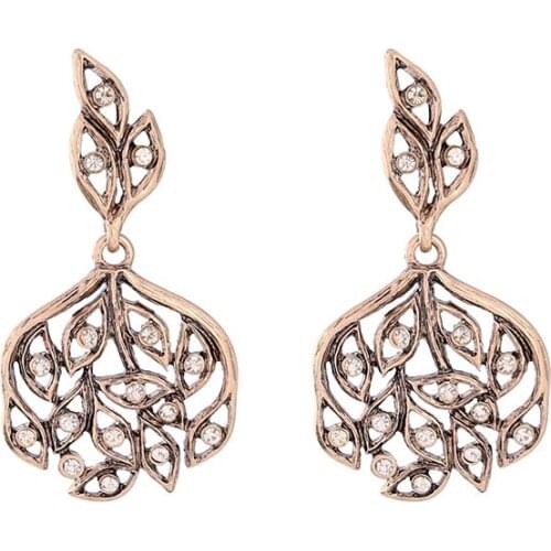 Free shipping wholesale 6 pair/lot Alloy Rhinestone Hollow Out Plant Vintage Earrings Women Trendy Statement Earrings Fashion J