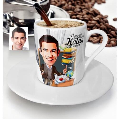 Personalized Mr Teacher Cartoon Turkish coffee Cup-2