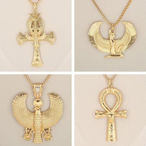 African Gift Gold Color Egyptian Queen Nefertiti,Isis,Horus Pendant Necklaces for Women Men Jewelry Wholesale Hip Hop Jewellery
