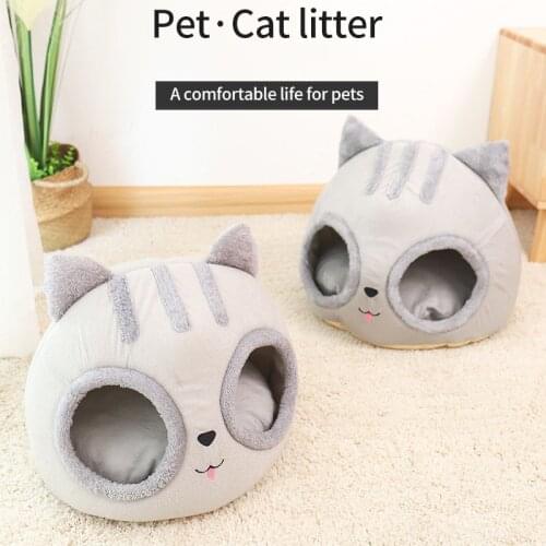 For Cats Dogs Bed Semi-Enclosed Cats Head Chats Litter Box Breathable Hand-Washed Suitable Small Dog Pet Mat House Accessories