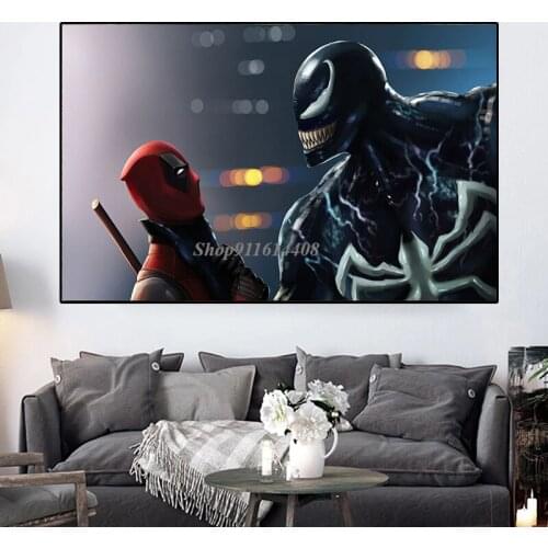 Marvel Superhero Venom Spiderman Battle Wall Art Poster and Print Canvas Painting Wall Decor Picture for Bedroom Home Decoration