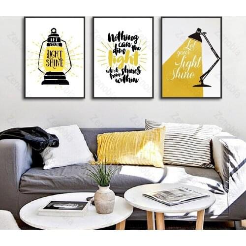 Poster The Yellow Letters Illuminated By The Lamp Home Wall Decoration Canvas Painting Wall Art for Living Room and Bedroom