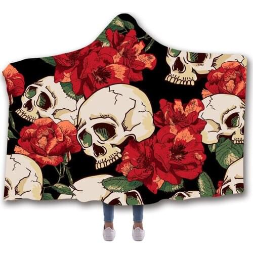 Wearable Blanket Skull Collection Gothic Blanket Sofa On Blanket Floral Microfiber Throw Plush Black Adults For