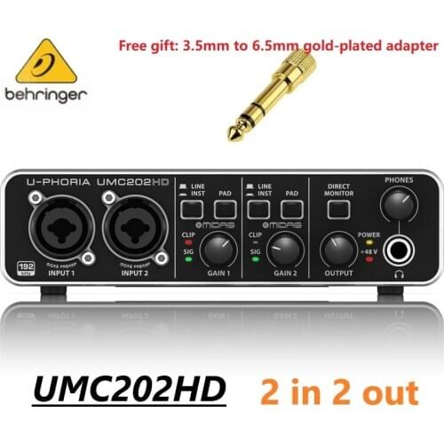 BEHRINGER/behringer UMC202HD 2 in 2 out Electric Guitar Live Recording Professional USB External Sound Card for computer
