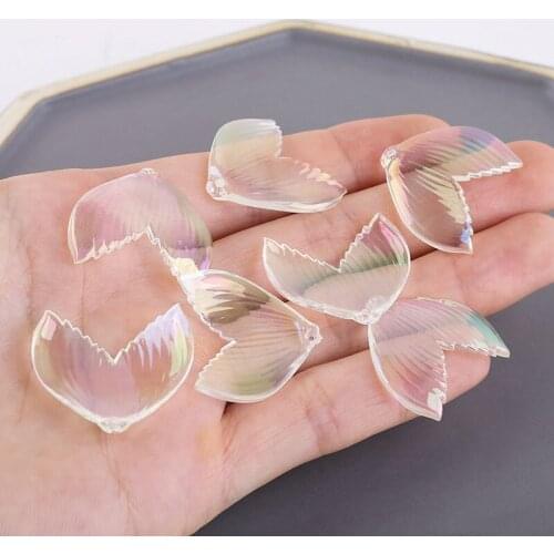 Transparent AB Colors Resin Charms Kawaii Fish Tail DIY Fashion Earring Material Ornament Accessories Necklace Pendants 80pcs
